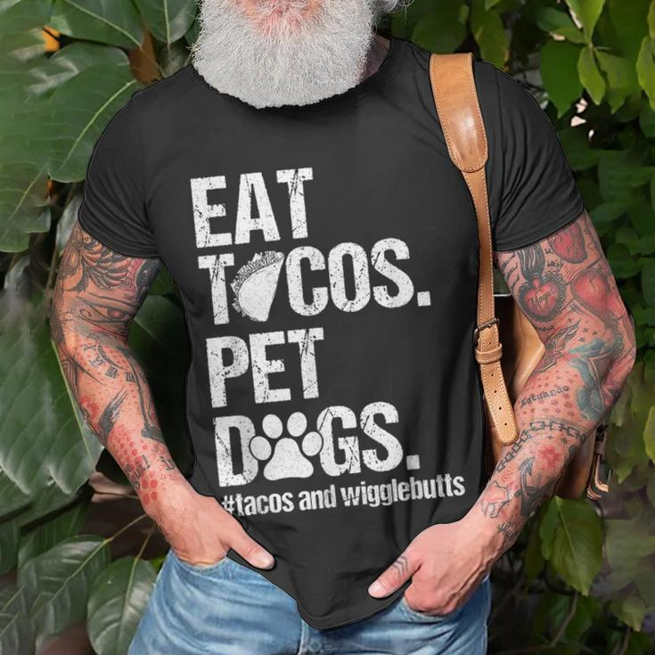 Eat Tacos Pet Dogs Tacos And Wigglebutts Retro Unisex T-Shirt Gifts for Old Men