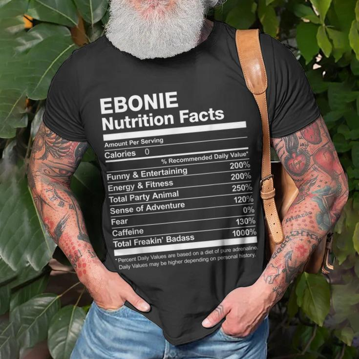 Ebonie Nutrition Facts Name Named Funny Unisex T-Shirt Gifts for Old Men