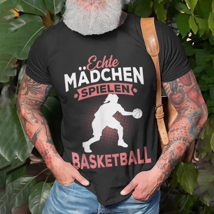 Echte Mädchen Spielen Basketball Spruch Baketballerin T-Shirt Geschenke für alte Männer