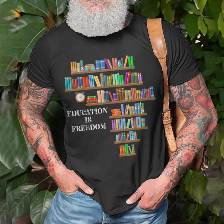 Education Is Freedom Book Reader Black History Month Pride T-Shirt Gifts for Old Men
