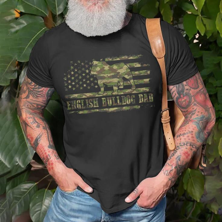 English Bulldog Dad Camouflage American Flag Patriotic Dog Gift For Mens Unisex T-Shirt Gifts for Old Men