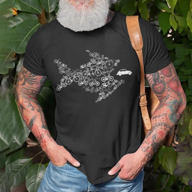 Fahrrad Fisch Frisst Pkw Auto T-Shirt Geschenke für alte Männer