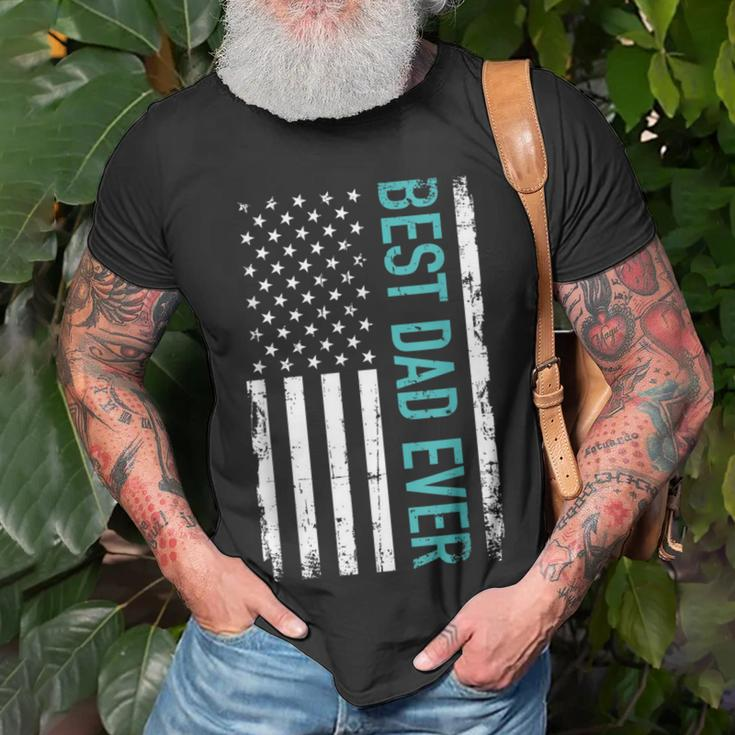 Father’S Day Best Dad Ever With Us American FlagUnisex T-Shirt Gifts for Old Men