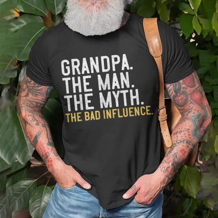 Mens Fathers Day Grandpa The Man The Myth The Bad Influence T-Shirt Gifts for Old Men