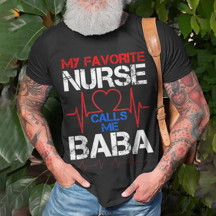 Mens My Favorite Nurse Calls Me Baba Cool Vintage Nurse Dad T-Shirt Gifts for Old Men