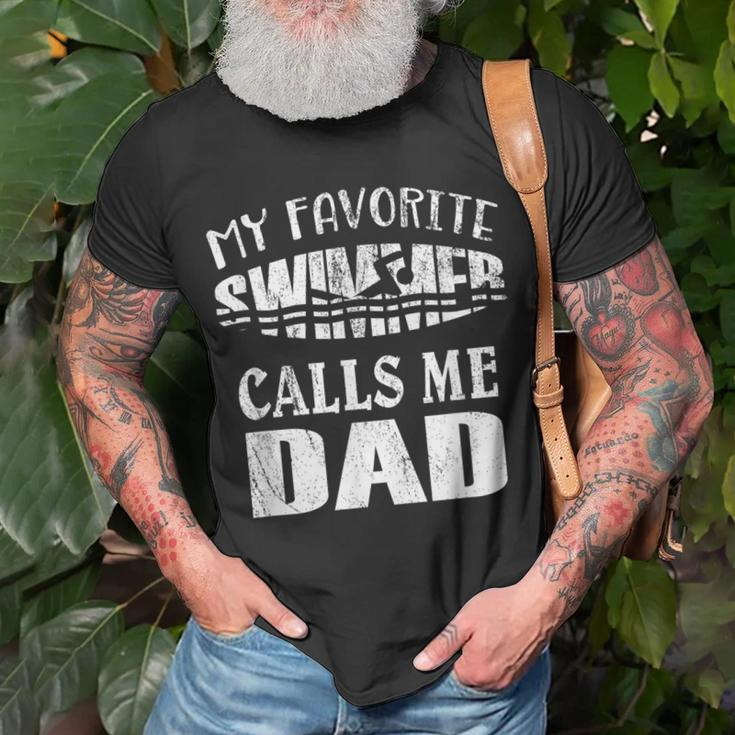 My Favorite Swimmer Calls Me Dad Vintage Swim Pool T-Shirt Gifts for Old Men