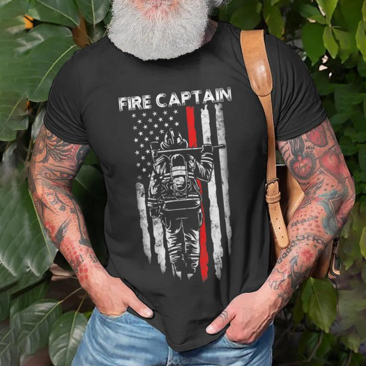 Fire Captain Chief American Flag Firefighter Captain T-Shirt Gifts for Old Men