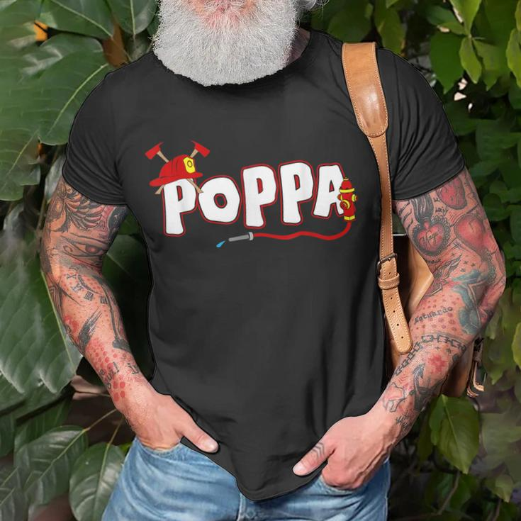 Firefighter Grandpa Fire Department Hydrant Poppa Gift Unisex T-Shirt Gifts for Old Men