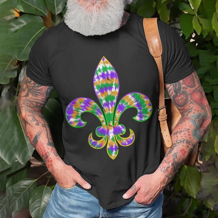 Fleur De Lis Mardi Gras Carnival Symbol New Orlean Tie Dye T-shirt Gifts for Old Men