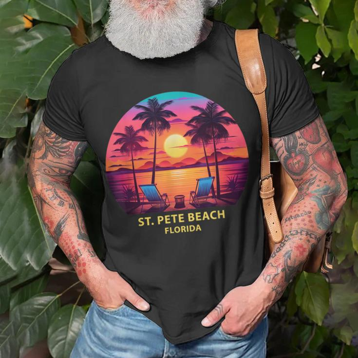 Florida St Pete Beach Colorful Palm Trees Beach Unisex T-Shirt Gifts for Old Men
