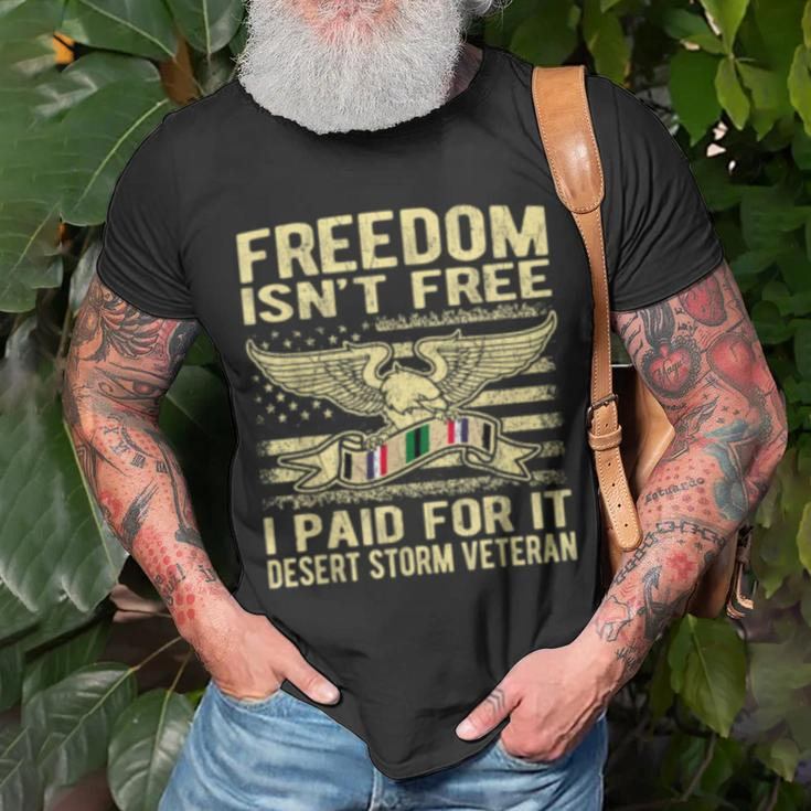 Mens Freedom Isnt Free I Paid For It Proud Desert Storm Veteran T-Shirt Gifts for Old Men