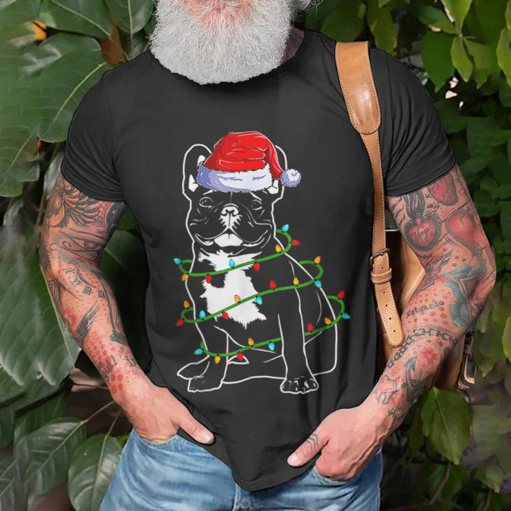 French Bulldog Christmas Dog Mom Dad Christmas Lights T-shirt Gifts for Old Men
