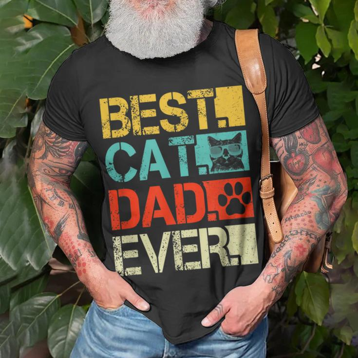 Funny Best Cat Dad Ever Retro Fathers Day Gift Cat Lovers Gift For Mens Unisex T-Shirt Gifts for Old Men