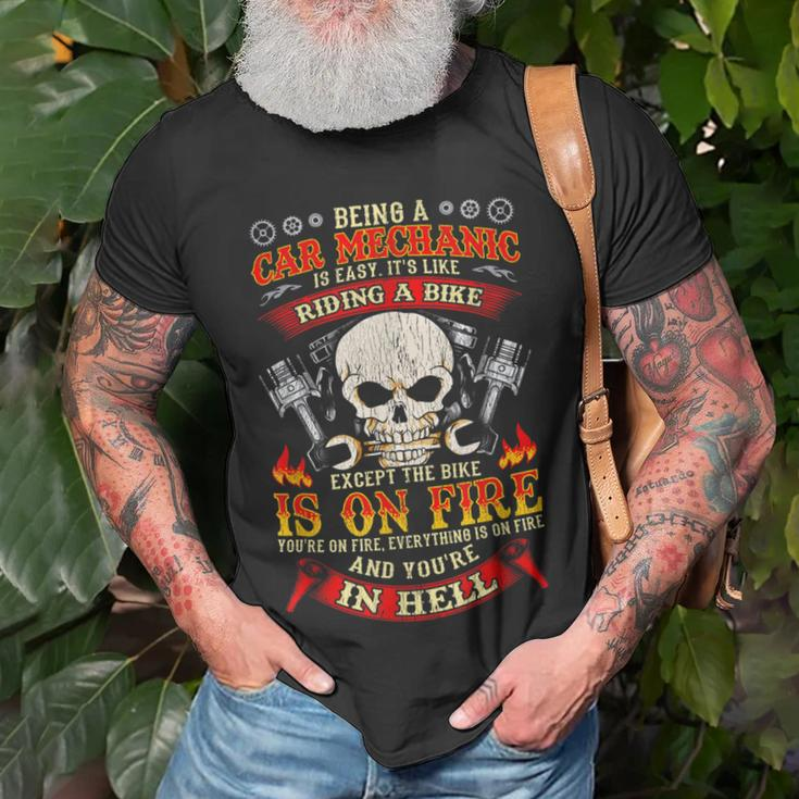 Funny Car Mechanic Biker Skull Gift For Mens Unisex T-Shirt Gifts for Old Men
