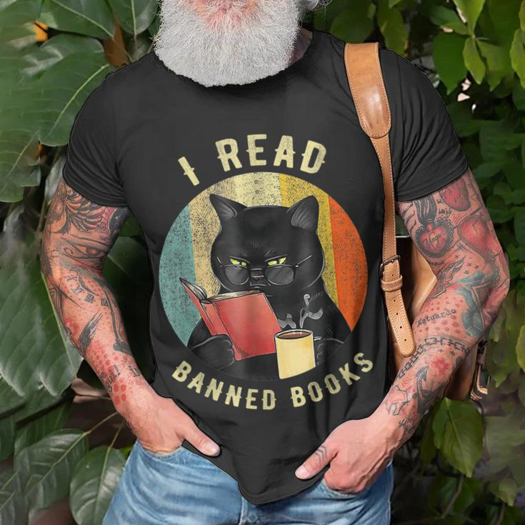 Funny Cat I Read Banned Books Bookworms Loves Reading Books Unisex T-Shirt Gifts for Old Men