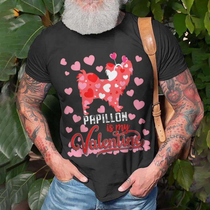 Funny Papillon Is My Valentine Dog Lover Dad Mom Boy Girl Unisex T-Shirt Gifts for Old Men