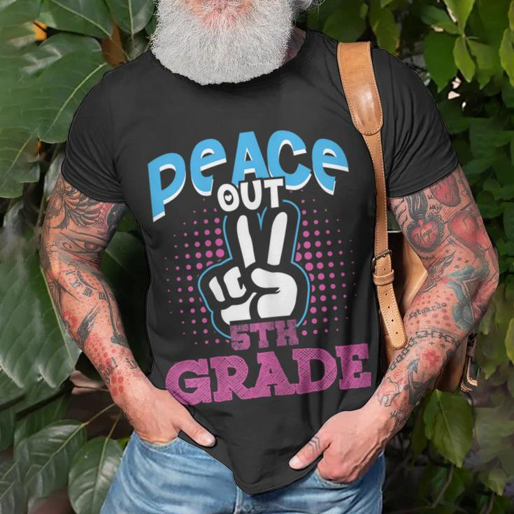 Funny Peace Out 5Th Grade Shirt First Last Day Of School Unisex T-Shirt Gifts for Old Men