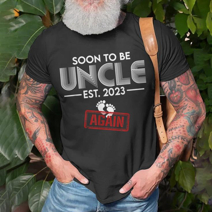 Funny Soon To Be Uncle Again 2023 Gender Reveal Pregnancy Unisex T-Shirt Gifts for Old Men