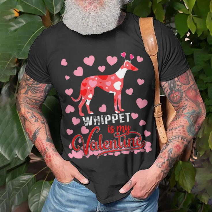 Funny Whippet Is My Valentine Dog Lover Dad Mom Boy Girl Unisex T-Shirt Gifts for Old Men