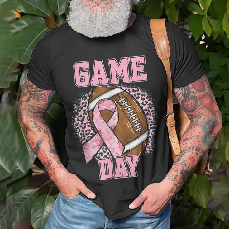 Game Day Breast Cancer Awareness Pink Football Mom Grandma Unisex T-Shirt Gifts for Old Men