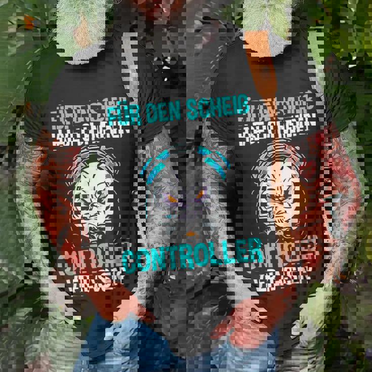 Gamer Zocker Controller T-Shirt, Lustiger Spruch zum Zocken Geschenke für alte Männer