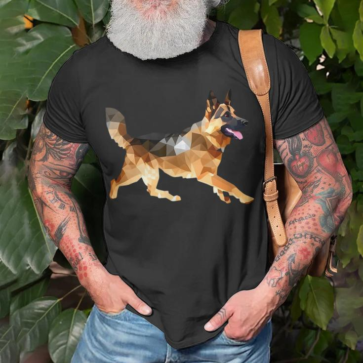 German Shepherd Running Polygon Poly Dog Dad Mom Lover Unisex T-Shirt Gifts for Old Men