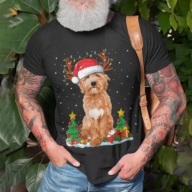 Goldendoodle Christmas Tree Lights Pajama Dog Xmas T-shirt Gifts for Old Men