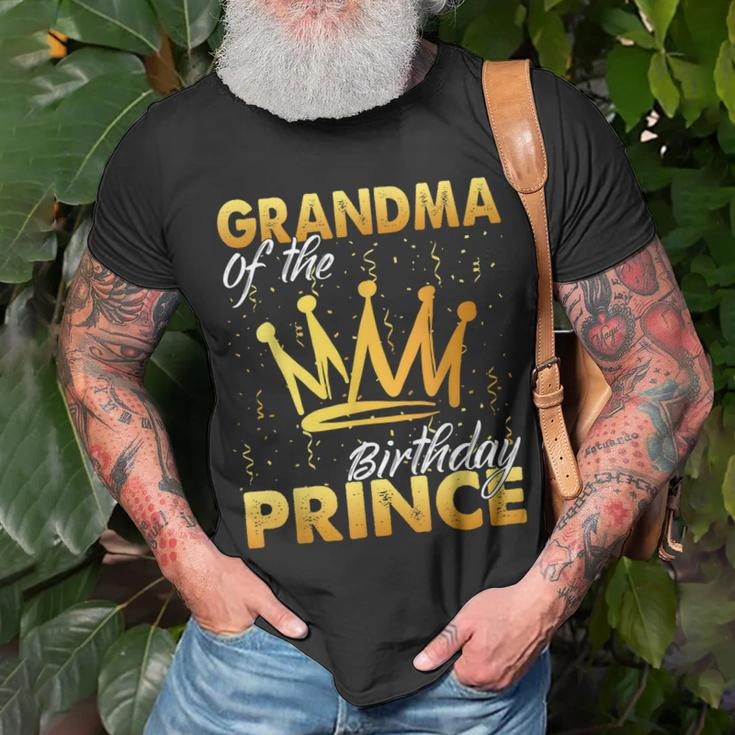 Grandma Of The Birthday Prince Boys Son Birthday Theme Party Unisex T-Shirt Gifts for Old Men