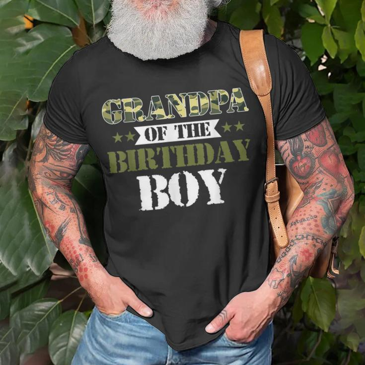 Grandpa Of The Birthday Boy Papa Camo Green Army Party Gift For Mens Unisex T-Shirt Gifts for Old Men