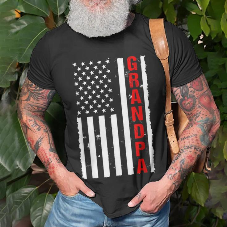 Grandpa Usa Flag Firefighter Thin Red Line Fireman T-Shirt Gifts for Old Men
