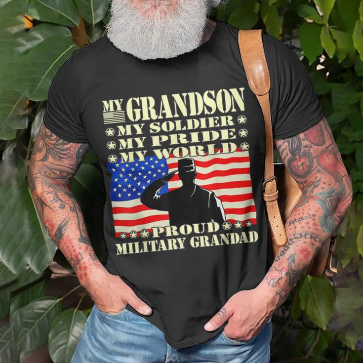 Mens My Grandson My Soldier Hero Proud Military Grandad T-Shirt Gifts for Old Men