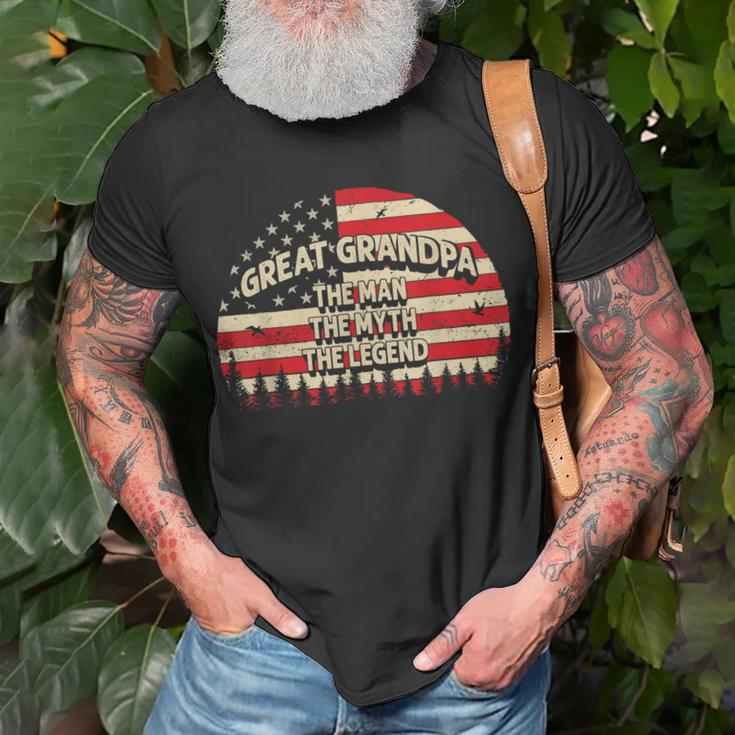 Great Grandpa The Man The Myth The Legend Usa Flag Grandpa Unisex T-Shirt Gifts for Old Men