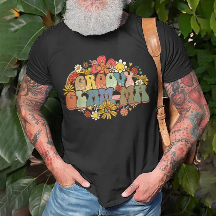 Groovy Glamma Vintage Women Colorful Flowers Design Grandma Unisex T-Shirt Gifts for Old Men