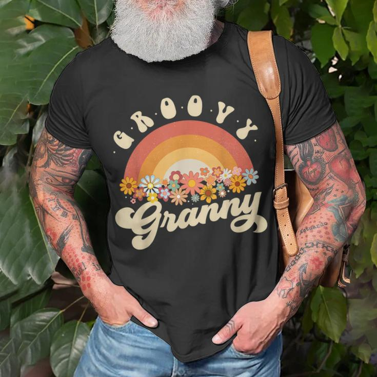 Groovy Granny Retro Rainbow Colorful Flowers Design Grandma Unisex T-Shirt Gifts for Old Men