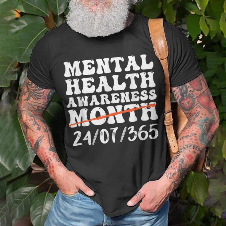 Groovy In May We Wear Green Mental Health Awareness Design Unisex T-Shirt Gifts for Old Men