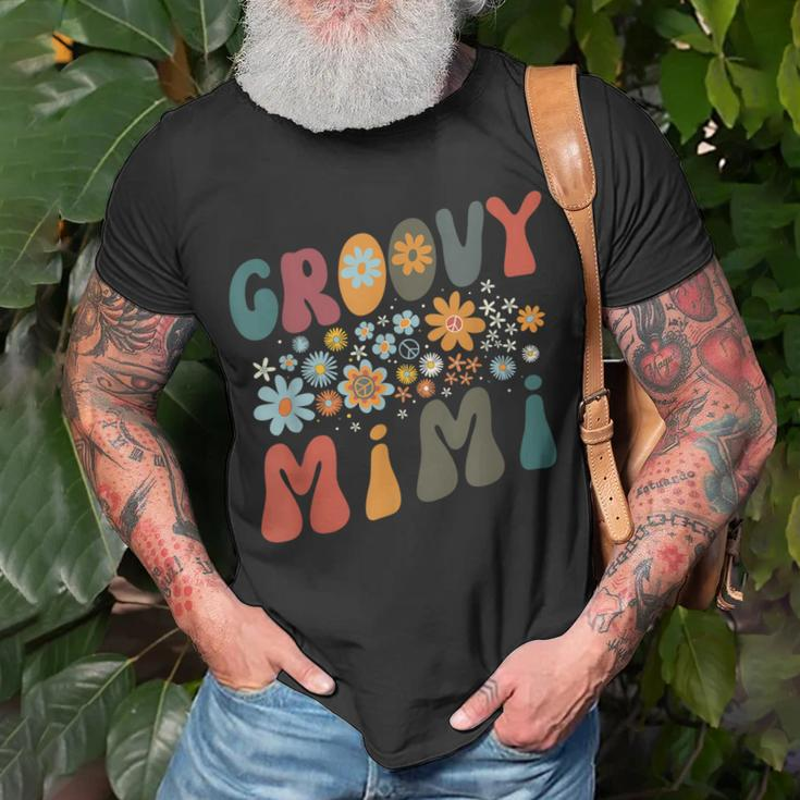 Groovy Mimi Retro Colorful Flowers Design Grandma Unisex T-Shirt Gifts for Old Men