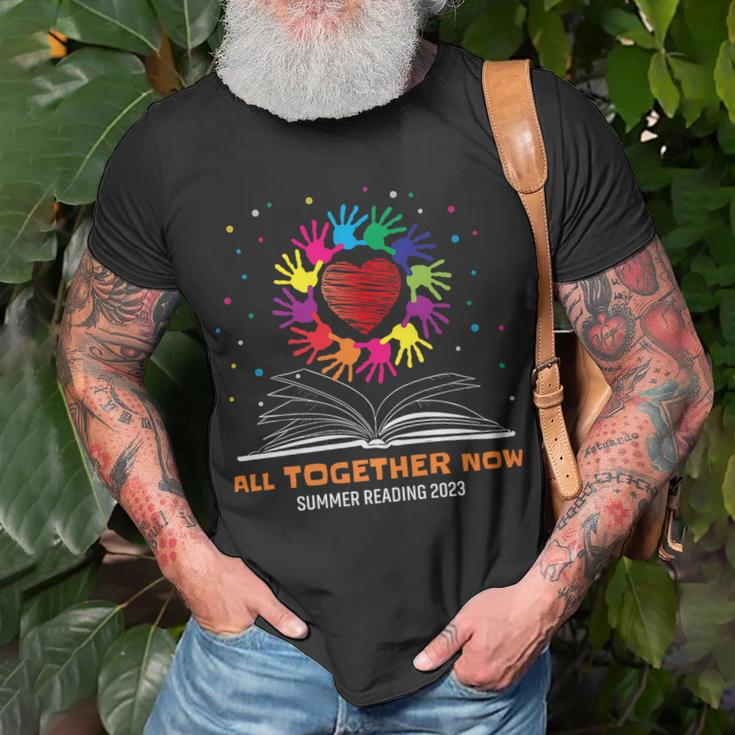 Handprints And Hearts All Together Now Summer Reading 2023 Unisex T-Shirt Gifts for Old Men