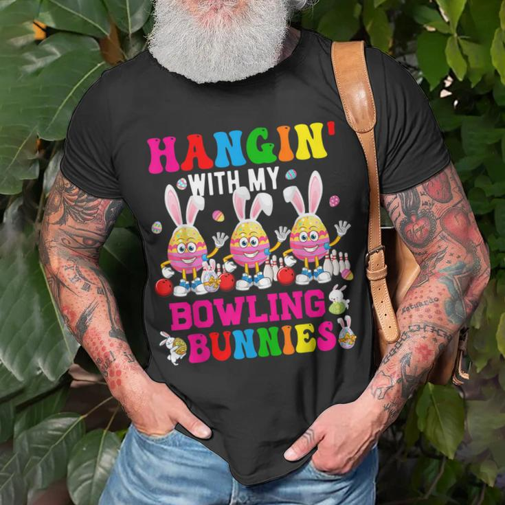 Hangin With My Bowling Bunnies Three Cute Bunny Eggs Player Unisex T-Shirt Gifts for Old Men