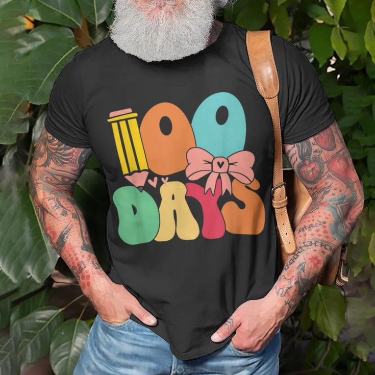 Happy 100 Days Of School Teacher Kids Retro Groovy 100Th Day V2T-shirt Gifts for Old Men