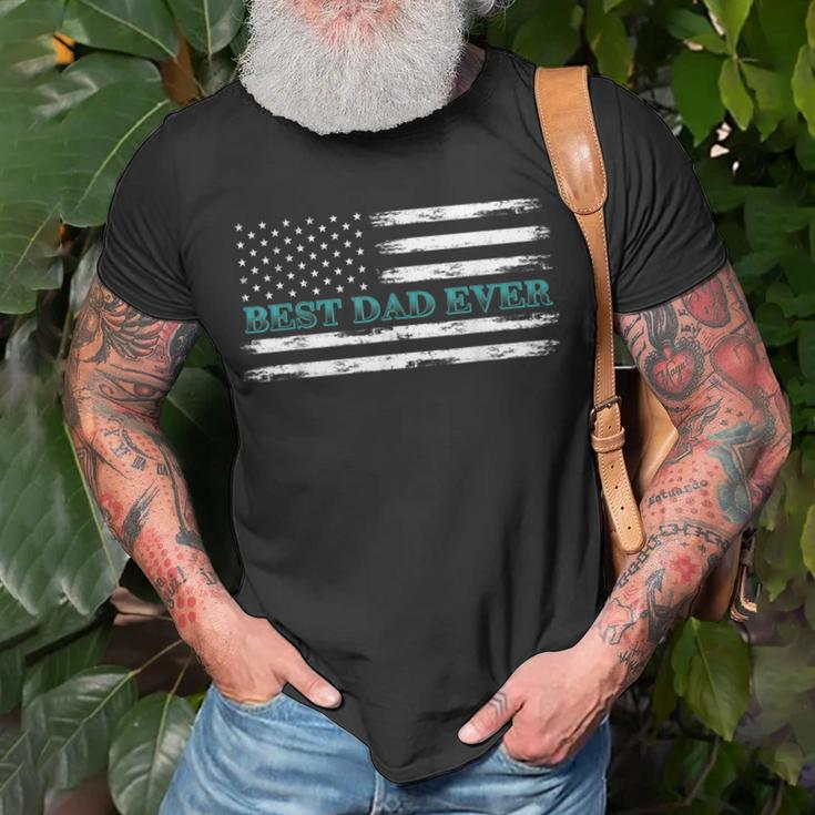 Happy Fathers Day Best Dad Ever With Us American Flag Unisex T-Shirt Gifts for Old Men