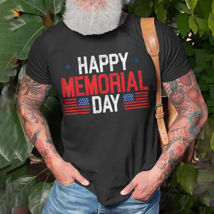 Happy Memorial Day Usa Flag American Patriotic Armed Forces T-Shirt Gifts for Old Men