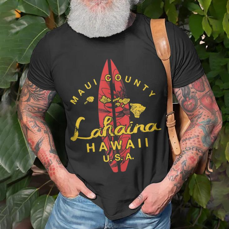 Hawaii Lahaina Maui Vintage Hawaiian Islands Surf Unisex T-Shirt Gifts for Old Men