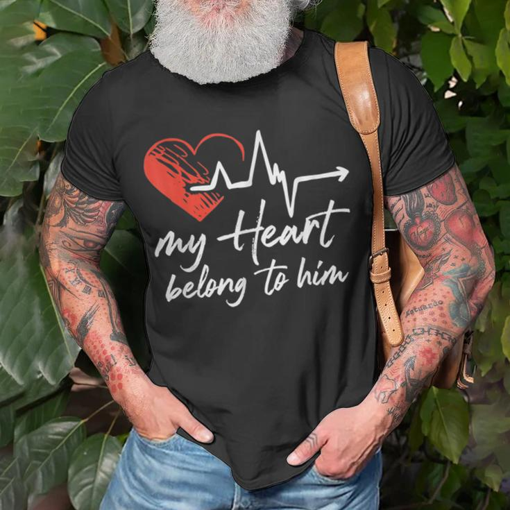 My Heart Belong To Him Couple Awesome Valentine T-Shirt Gifts for Old Men