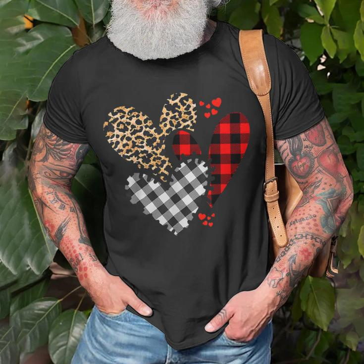 Hearts Leopard Buffalo Plaid Valentines Day 2023 Heart Love T-Shirt Gifts for Old Men