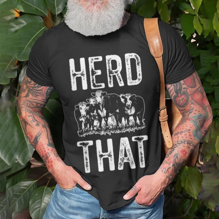 Herd That Funny Cows Cowboy Dad Joke Fathers Day Gift Unisex T-Shirt Gifts for Old Men