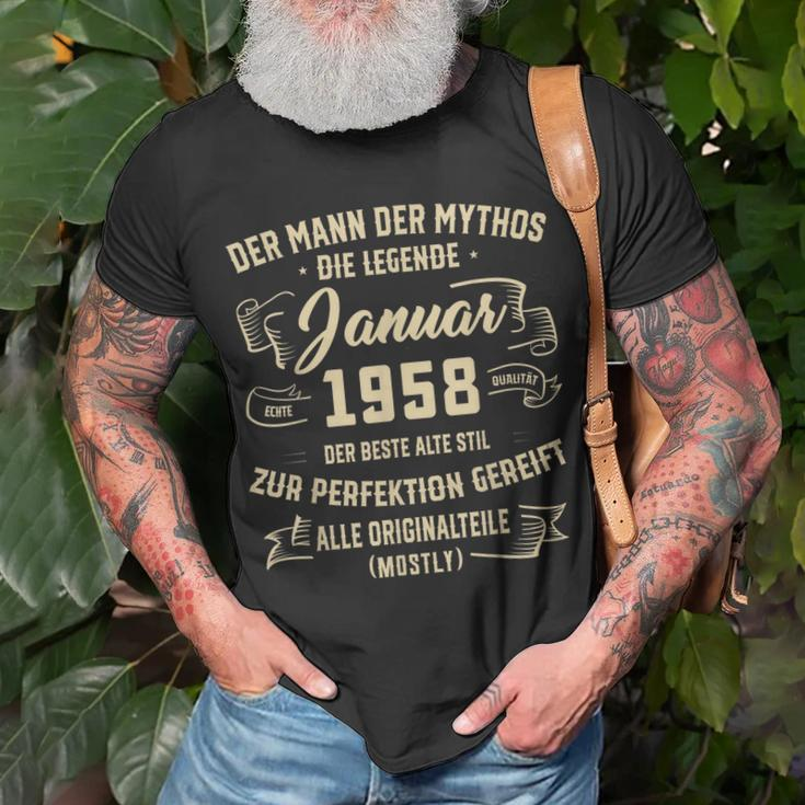 Herren Der Mann Mythos Die Legend Januar 1958 65 Geburtstag T-Shirt Geschenke für alte Männer