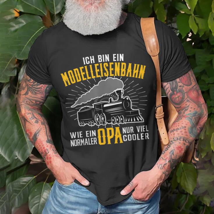 Herren Modelleisenbahn Opa Eisenbahner Modellbauer Rentner T-Shirt Geschenke für alte Männer