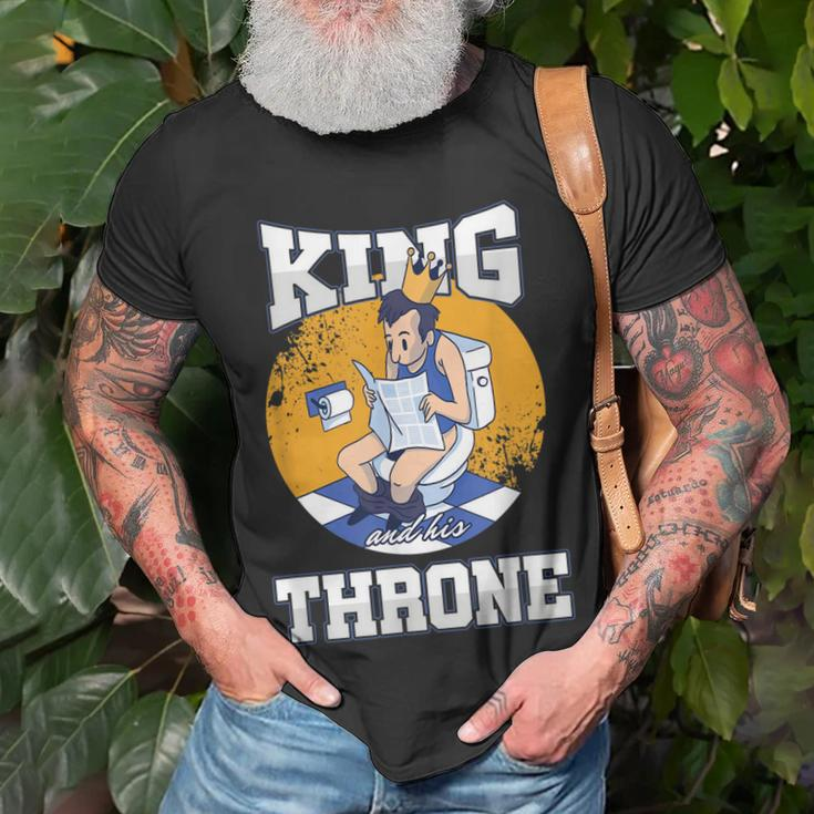 Herren T-Shirt König auf Thron, Krone & Toiletten-Humor Geschenke für alte Männer