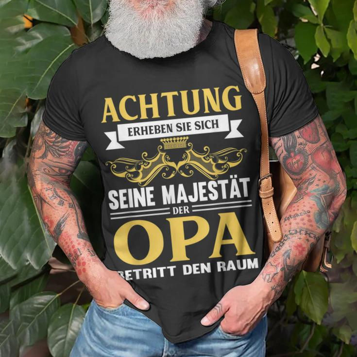 Herren T-Shirt Seine Majestät der Opa Betritt, Witziges Spruch-Motiv Geschenke für alte Männer