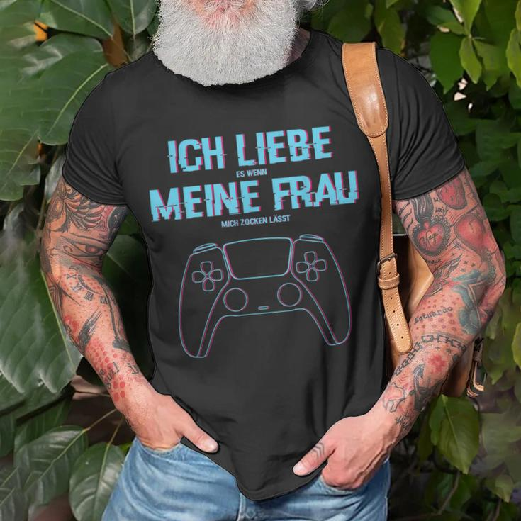 Herren Zocken Ich Liebe Meine Frau Gamer Konsole Gaming T-Shirt Geschenke für alte Männer